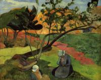 Gauguin, Paul - Landscape with Two Breton Girls